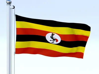 Animated Uganda Flag Low-poly 3D model