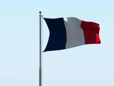 Animated France Flag 3D model