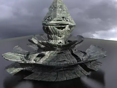 Moss Ruins Alien Flower Temple Ruins Dome 3D model