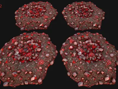 Iron Ore Stone Deposits for Mine Environment Low-poly 3D model