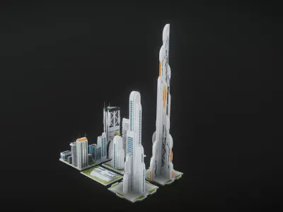 Future urban architecture in science fiction A02 3D model