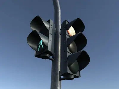 PBR Trafficlighs EU Low-poly 3D model