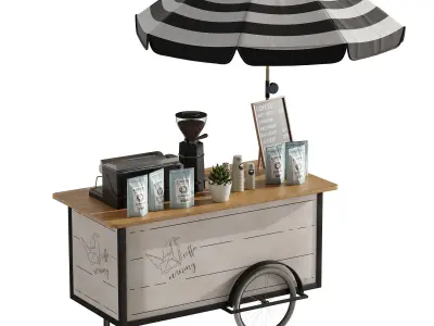 mini coffee cart set 5 3D model