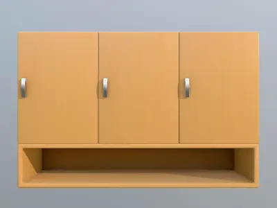 Modern Wooden Wall Cabinet with Openable Doors Low-poly 3D model