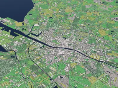 Dublin Ireland 25x25km 3D City Map 3D model