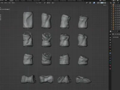 Crushed Soda Can 3D Model Collection 3D model