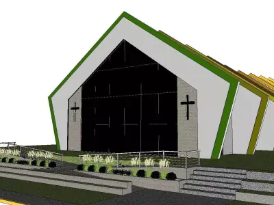 Architecture-Religion-God-Culture-Temple-0101 church with str... 3D model