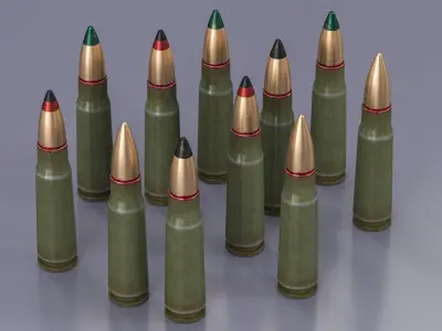 Soviet or Russian Cartridge  for AK 47 3D model