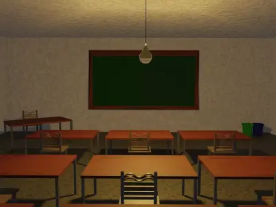 Thematic Lighting Classroom Scene in blender Free 3D model