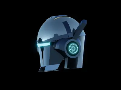 sci fi helmet Low-poly 3D model get