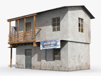 Slum a building Low-poly 3D model