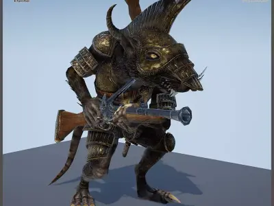 Ratkin Armored Gunner Light Version Low-poly 3D model