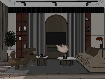Small Modern Living Room and Kitchen 3D model