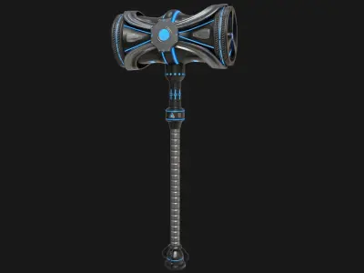 Sci Fi Battle Hammer 08 All PBR Unity UE Textures Included Low-poly 3D model