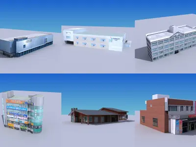 20 city building collection Low-poly 3D model