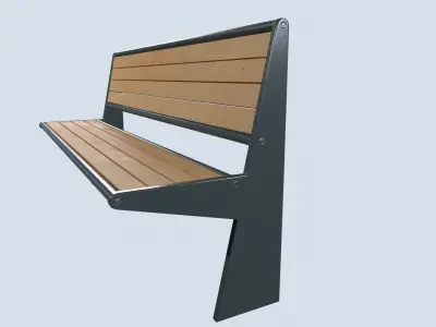Street bench low poly pbr game ready Low-poly 3D model 2