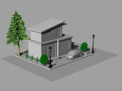 Detached house country house 3D modeling source 3D print model