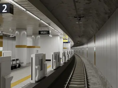 Japanese Railway Metro station 3D model
