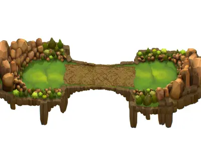 Island and Bridge Area Low-poly 3D model
