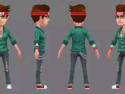 3D Boy sims character Low-poly 3D model