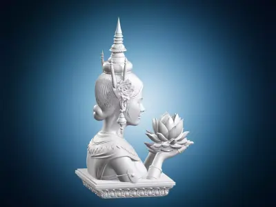 Thai Woman Holding Lotus Flower Bust 3D print model