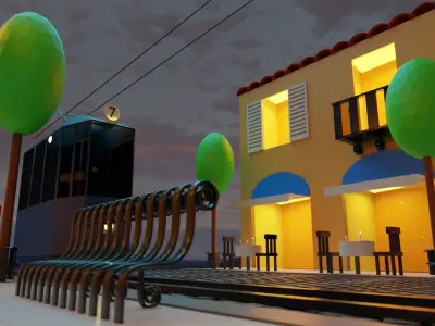 Italian Street Free low-poly 3D model