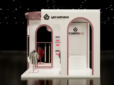 Small booth design 3D model 4m x 3m   3D model