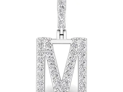 Alphabet M-letter single row pendant 3D print model
