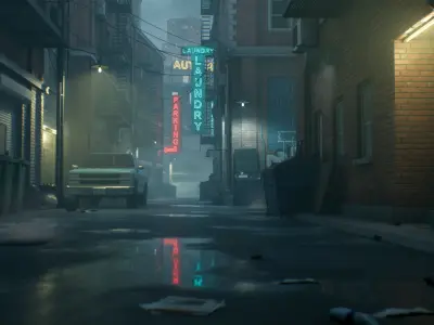 Downtown Alley Low-poly 3D model