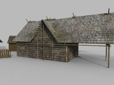 Lowpoly medieval houses 3D model