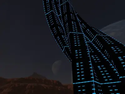 Sci fi Tower Neon Glow 3D model