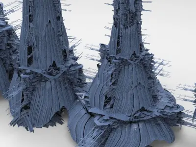 Sci-fi Opera Skyscrapers 4 designs 3D model