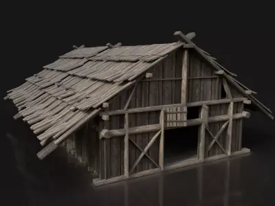 Viking Barn Cottage Hut Northern Fantasy Next Gen AAA Low-poly 3D model
