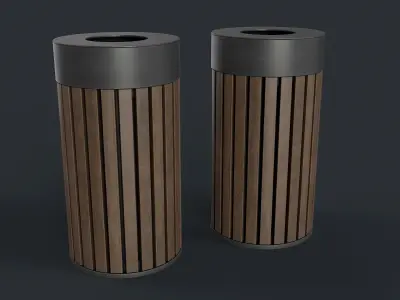 Street Trash Can 42 PBR Game Ready Low-poly 3D model
