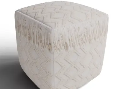 Inca Cream Cotton Pouf 3D model