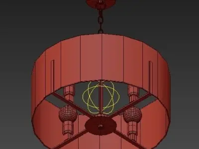 Manhattan 4 Light Aged Brass Pendant  3D model