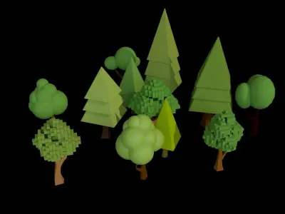 Amusement park low poly set Low-poly 3D model