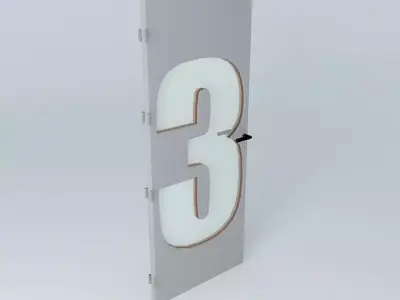 Wording 3 3D door very detail with glass lock and hinger Free 3D model