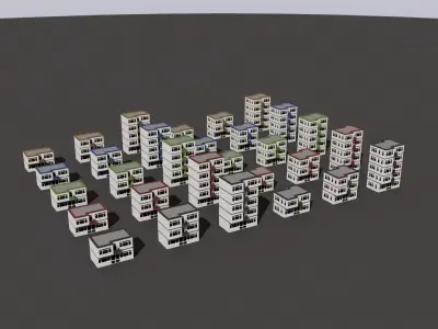 Cartoon Building Low Poly Building D 30 Variant Low-poly 3D model
