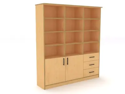 bookshelf 3 cover2 drawer3 plywood Low-poly 3D model