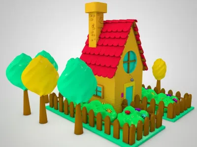 Cartoon House Free low-poly 3D model