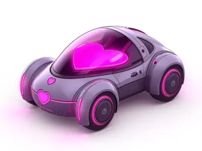 Stylized Sci-Fi Valentine Hover Car 3D Model Low-poly 3D model