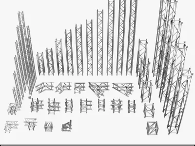 Square Light Trusses Collection - 50 PCS Modular 3D model