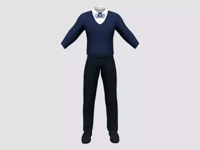 Men Trousers Sweater Dickybow Shoes Outfit Low-poly 3D model