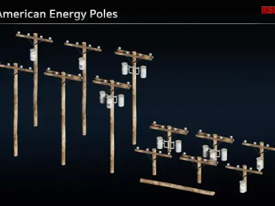 American Energy Poles Low-poly 3D model