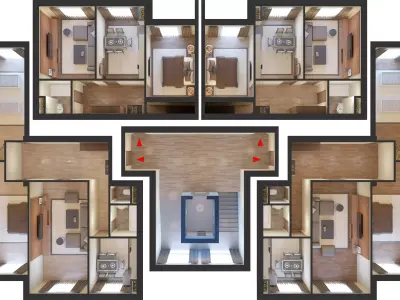 Interior from top view 3D model