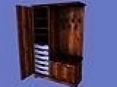 Wardrobe wooden with drawers 3D model