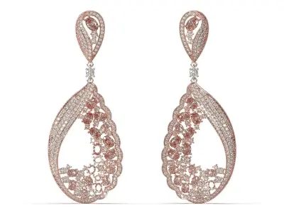 Luxury Diamond Drop Earrings 3D Print Ready STL je0176 3D print model