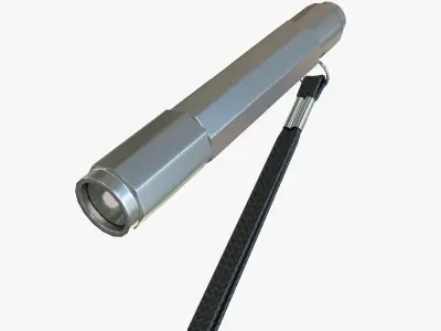 Flashlight with cord Low-poly 3D model