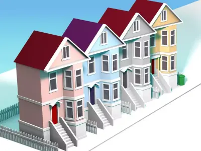 Houses cartoon style 3D model